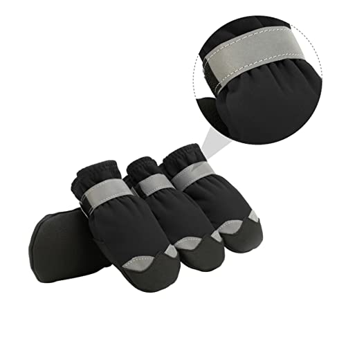 TOGEVAL 1 Satz Haustier wasserdichte Schuhe Anti-Rutsch-Socken für Welpen Schuhe für Hunde Welpenstiefel hundeschuhe Paws pfotenschutz Hundestiefel Hund Anti-Rutsch-Sohle Nylon Black von TOGEVAL