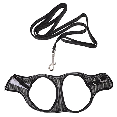 TOGEVAL 1 Satz Haustierleine Katze führleine Zugseil und Westenset Hundehalsband Hundegurt cat Leash cat Harnesses laufweste Haustierbedarf Katzengeschirr reflektierender Stoff Black von TOGEVAL