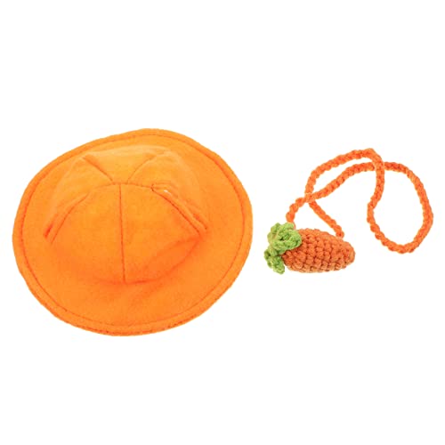 TOGEVAL 1 Satz Kaninchen-Rucksack-Hut Hasenmützen Für Hasen Karottenbeutel Für Haustiere Avec Hamsterkleidung Kleidung Für Haustierkaninchen Hasenornament Hasenhut Für Tier Garn Orange von TOGEVAL