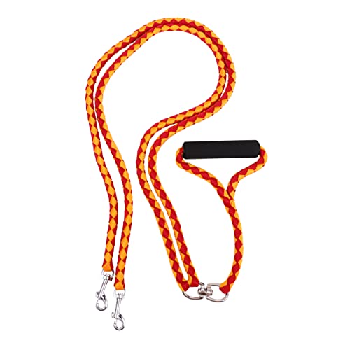 TOGEVAL 1 Stück Hundeleine Mit Gewebtem Halsband Doppelköpfiges Handgeflechtseil Für Große Hunde Outdoor Hundeleine Rot Und Gelb Größe von TOGEVAL