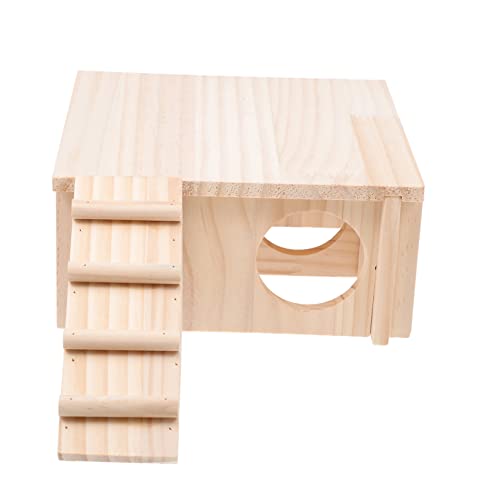 TOGEVAL 1Stk Holzhaus Mäusekäfig-Spielhütte Hamsterhütte Villa Versteck für Hamster Röhren für Hamsterkäfige Igel Spielzeug hamsterhaus Hamster Spielzeug Hamsternest Hamsterversteck Brown von TOGEVAL