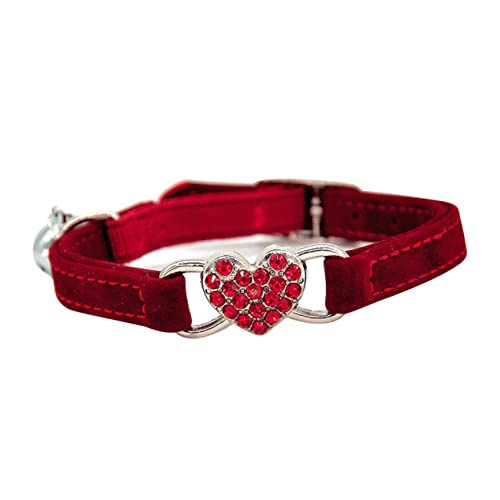 TOGEVAL 1Stk Katzenhalsband Katzenhalsbänder -Bling- Abreiß für Welpen mit Katzenglocke Kätzchen-Kragen Welpen Katzenkette aus Strass rot von TOGEVAL