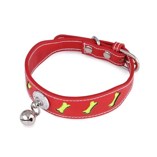 TOGEVAL 1stk Haustier-Halskette Halsband Kleintierprodukte Für Haustiere Reflektierende Kragen Pu-Kragen Hundehalsketten Für Kleine Hunde Halskette Mit Katzenglocke Rot von TOGEVAL