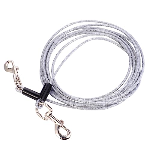 TOGEVAL 5mm Durchmesser Draht Hund Kabel 5m Haustier Hand Leine Doppel Outdoor Leine Für Hundetraining von TOGEVAL