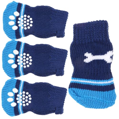 TOGEVAL 2 Paar Haustier socken Chihuahua socken hundesocken wintersocken aus Baumwolle Atmungsaktive Socken für Haustiere Tragbare Hundepfotenschützer kompakte Baumwollsocken Navy von TOGEVAL