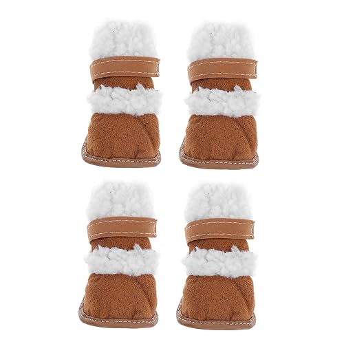 TOGEVAL 2 Paar Schneestiefel Für Haustiere Chihuahua-Schuhe Für Hunde Welpenstiefel Warme Stiefel Für Haustiere Winterschuhe Für Hunde wasserdichte Hundestiefel Haustier Kurz Sherpa Brown von TOGEVAL