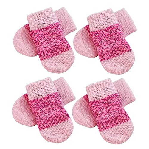 TOGEVAL 2 Sätze Haustier socken rutschfeste Hundesocke Hundesocken aus Polyester tierische bescherung pet paw sockenschuhe hundeschützer socken Bequeme elastische Hundesocken Rosa von TOGEVAL