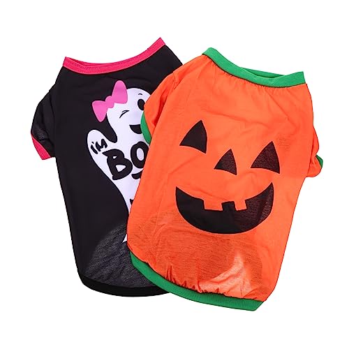 TOGEVAL 2 Stück Halloween Kleidung Welpen Shirts Große Hunde Kleidung Outdoor Dekoration Geisterhund Kostüm Hunde Shirts Haustier Cosplay Kleid Hunde Outfit Bequeme Hunde von TOGEVAL