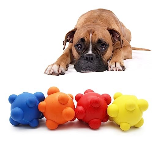 TOGEVAL Interaktives Hundespielzeug Bissfester Gummiball Unregelmäßiger Form Bouncing Ball Für Hunde Pet Dog Ball Zufälliger Farbe Ideal Zum Kauen Und von TOGEVAL