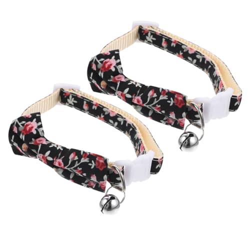 TOGEVAL 2pcs Niedliche Katzenkragen Mit Bell Cartoon Hundehalsband Mit Fliege Krawatte Verstellbares Haustierkragen Dekor von TOGEVAL