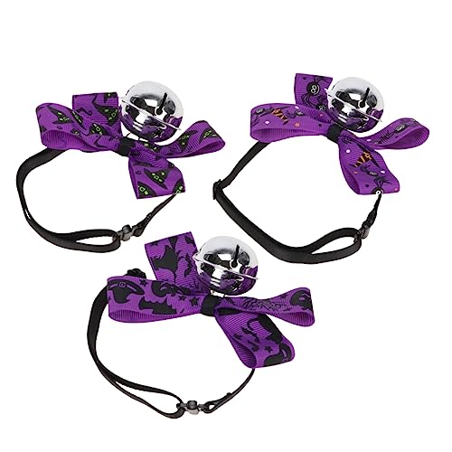 TOGEVAL 3 Stück Halloween Haustier Glockenhalsband Hundeglockenhalsband Welpenhalsbänder Halloween Hundehalsband Schleifen Welpen Outfits Hundehalsbänder Für Welpen Katzenhalsband von TOGEVAL