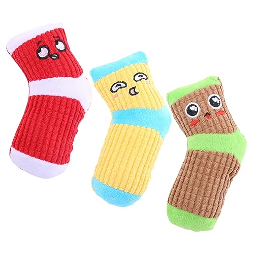 TOGEVAL 3 Stück Kreative Socken Für Haustiere Mit Quietschspielzeug Bissfestes Kauspielzeug Für Hunde Ideal Für Spiel Und Zahnpflege Fördert Interaktion Und Freude von TOGEVAL