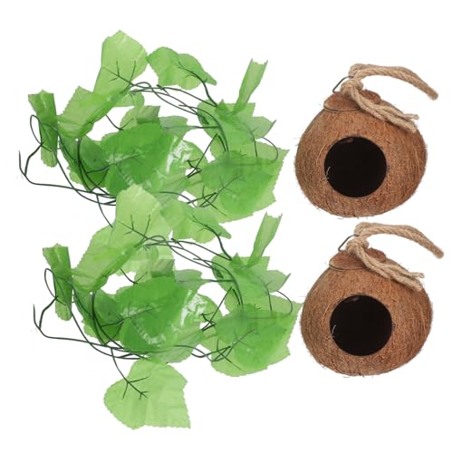 TOGEVAL Komfortable Coconut Shell Pet Nest 4 Stücke Reptil Hängen Haustier Lebensraum Natürliche Material von TOGEVAL