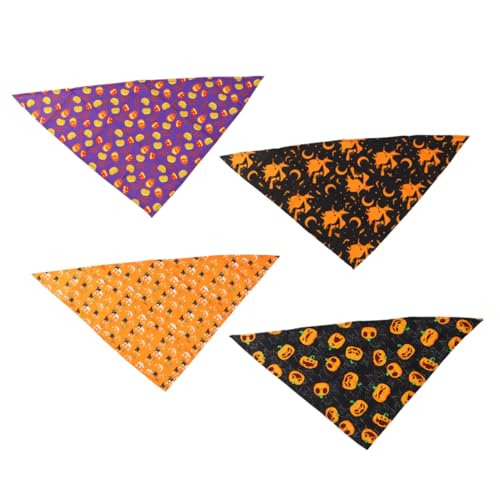 TOGEVAL 4 Stück Halloween-Haustier-Lätzchen Bandana-Katzenhalsband Hunde schal Kürbis-Haustierschal Feiertagswelpenschal dreieckstuch Triangle Scarf Schal für Haustiere Halstuch für Hunde von TOGEVAL