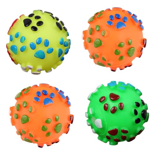 TOGEVAL 4 Stück Haustier Hund Vinylball Hunde quietschender Ball Kauspielzeug für Welpen Interactive Dog Toys Dog chew Toy Spielzeuge Welpenversorgung Hundespielzeug für den Haushalt von TOGEVAL