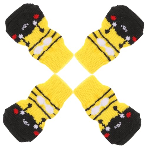 TOGEVAL 4 Stück Haustier Socken Haustierzubehör Pfote Haustiersocken Hundezubehör Abriebfeste Hundesocken Baumwollsocken Waschbare Hundesocken Kompakte Hundesocken Yellow Baumwolle von TOGEVAL