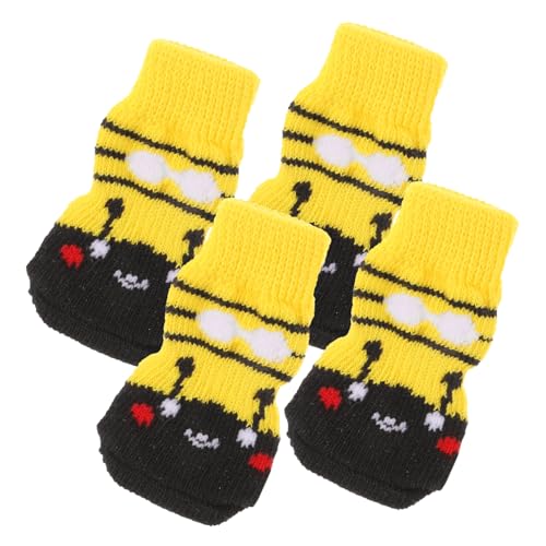 TOGEVAL 4 Stück Haustier Socken Pfote Krallen Waschbare Hundesocken Socken Für Hund Austauschbare Hundesocken Kompakte Haustiersocken Tragbare Socken Für Haustiere Yellow Baumwolle von TOGEVAL