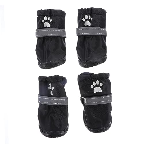 TOGEVAL 4 Stück Haustier wasserdichte Schuhe rutschfeste Hundestiefel Schuhe Welpe rutschfest Welpenschuh Haustierschuhe rutschfeste Regenschuhe Schuhschutz Haustierstiefel Black Polyester von TOGEVAL