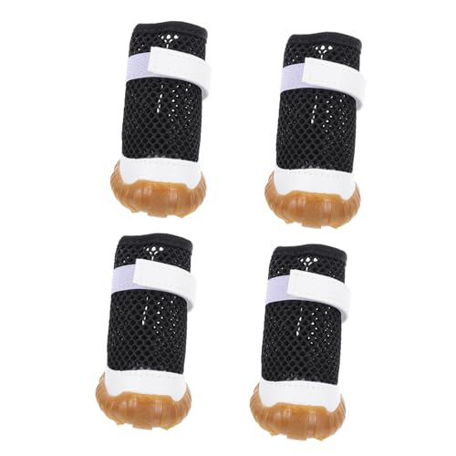 TOGEVAL 4 Stück Haustierschuhe Mesh-Hundestiefel Pfotenschutz für Haustiere Sommerschuhe für Hunde Paws pfotenschutz hundegeschenk Hundepfotenabdeckung Sommer-Welpenstiefel PVC Black von TOGEVAL