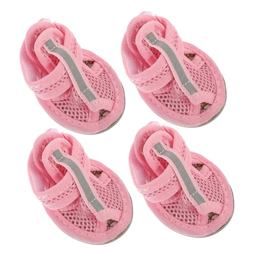 TOGEVAL Hundeschuhe Sommer Atmungsaktive Haustier Sandalen Anti Rutsch Sneakers Für Kleine Bis Mittelgroße Hunde Pink Größe 4 Gummisohle Ideal Für Outdoor Aktivitäten von TOGEVAL