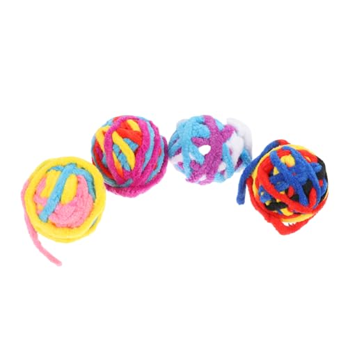 TOGEVAL 4 Stück Katzenspielzeugball Kätzchen Katzenknäuel aus Wollgarn interaktives katzenspielzeug Interactive cat Toy Kratzbälle für Haustiere Zubehör für Katzenspielzeug Polyester von TOGEVAL