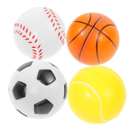 TOGEVAL 4er Set Hundespielbälle Interaktives Trainingsspielzeug Für Hunde Hochwertige Langlebige Bounce Balls 63mm Verschiedenen Designs Basketball Fußball Tennisball von TOGEVAL