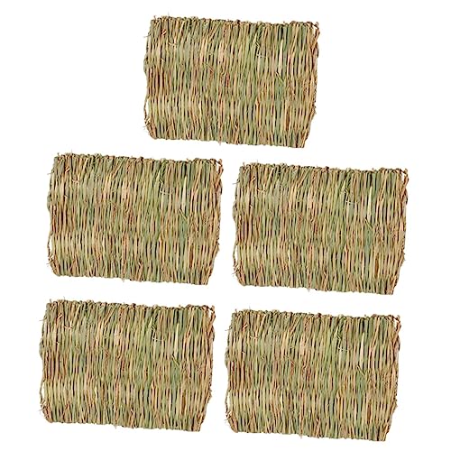 TOGEVAL 5pcs Gras Matte Natürliche Woven Gras Matten Für Papageien Tiere Sicher Spaß Kauen Spielzeug Bettwäsche von TOGEVAL