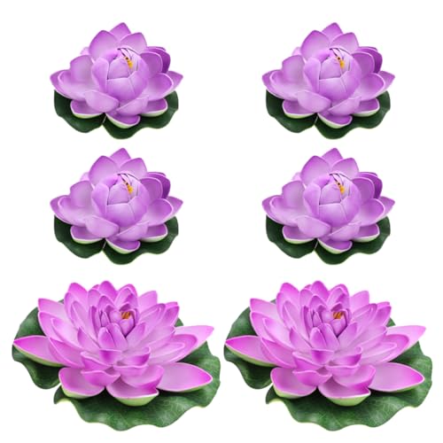 TOGEVAL 6St Teichdeko Seerose Künstlicher schwimmender Lotus Schwimmende Dekoration für den Pool Artificial Plant Lotus Design künstliche Seerosen Künstliche Teichpflanzen Violet von TOGEVAL