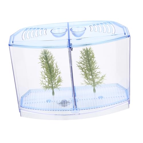 TOGEVAL Betta-Box Wohnzimmer Landschaft Aquarium Dekorationen Für Aquarien Fischzuchtnetz Büro-Desktop-Aquarium Behälter Für Goldfische Mini Fischaquarium Blue Kunststoff von TOGEVAL