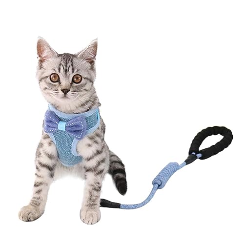 TOGEVAL Brustgurt für Katzen cat Leash cat Harnesses Bequeme Katzenleine katzenhalsbänder Laufgeschirr für Katzen Brustgurt für Haustiere Welpenträger Katzengeschirr Haustier Geschirr Blue von TOGEVAL