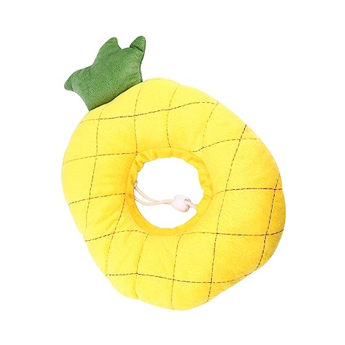 TOGEVAL Elisabeth Kreis Kratzfestes Katzenhalsband Kätzchen Erholungshalsband Ananas Katzenhalsband kleines Welpenhalsband Schildkragen für Haustiere Haustier-Schutzkragen Stoff Yellow von TOGEVAL