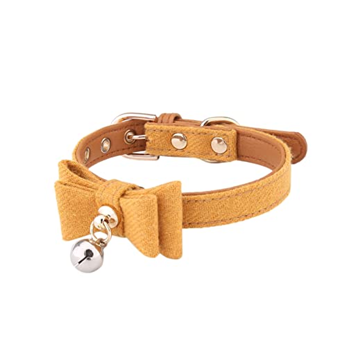 TOGEVAL Haustier Hundehalsband Katzenhalsband Glocke Weiches Filzmaterial Schleife Glockendesign Gelb Bequemes Haustierzubehör von TOGEVAL