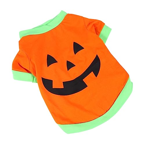 TOGEVAL Haustier-Halloween-Shirt Hundeoberteile Halloween modische Kürbiskopf-Weste für Hunde von TOGEVAL