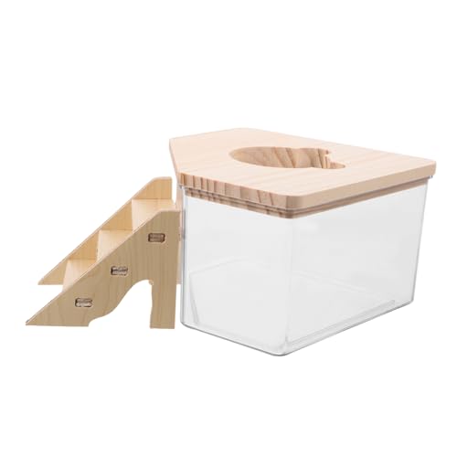 TOGEVAL Hamsterspielzeug Hamster Sandbad Box Transparente Sandbadwanne Für Kleintiere Mit Rampe 2 Teiliges Set Für Hamster Zwerghamster Und Andere Kleine Tiere Ideal Zum Buddeln Und Hamstertoilette von TOGEVAL