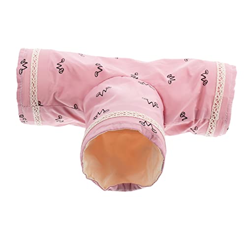 TOGEVAL Hamster-Tunnelnest Kauspielzeug Tunnel für Hamsterspielplätze Haustier Spielzeug Hamster Spielzeug hamsterspielzeug Haustierbedarf Mäuse Tunnel Polyester Baumwolle Rosa von TOGEVAL