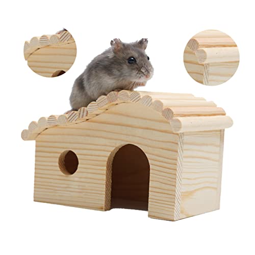 TOGEVAL Handgemachtes Hamsterhaus Aus Holz Bett Für Haustiermäuse Natürliches Versteck Spielzeug-Set von TOGEVAL