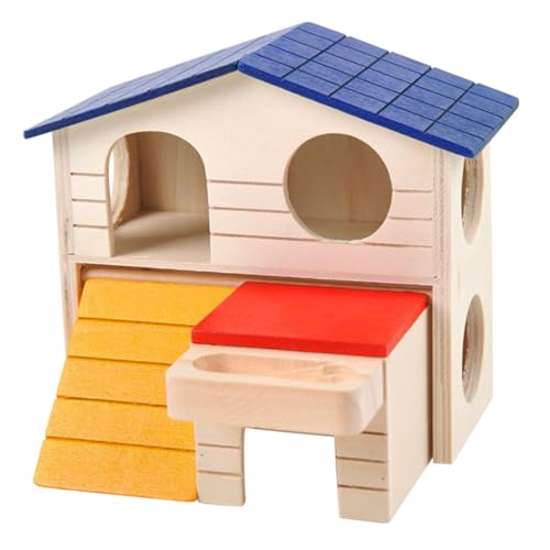 TOGEVAL Hamsterhaus nagerhaus kleintierhaus Hamster Holzunterkunft Hamster Holzschlafplatz Rattenplattform meerschweinchen Bett Spielzeug Hamsterhütte meerschweinchen Schloss hölzern von TOGEVAL