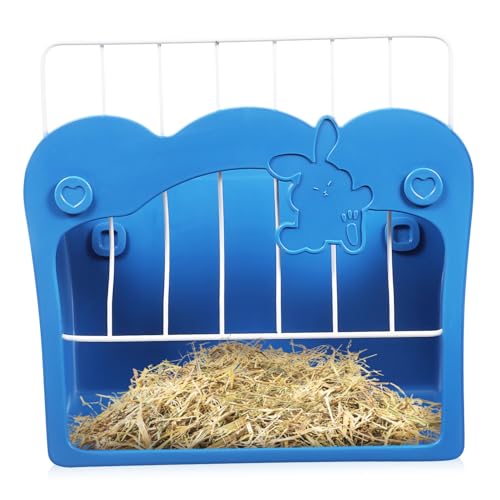 TOGEVAL Hasengrasständer Kaninchenhalter Futterstelle Für Kaninchen Meerschweinchenhalter Kaninchenfutter Für Käfige Hasenfutter Kleintierbedarf Futterspender Für Kaninchen Blue Plastik von TOGEVAL