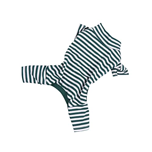 TOGEVAL Haustier-Leggings Hunde-Pyjama großes Hundeshirt Hundekleidung für kleine Hunde kleines Hundeshirt Haustierkleidung Hundeoverall gestreifte hundekleidung Hundepullover Green von TOGEVAL