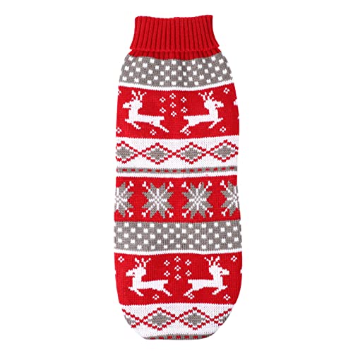 TOGEVAL Haustier-Pullover Süße Hundeweihnachtspullover Haustier-Weihnachts-Outfit Hundeurlaubspullover Kleiner Welpenpullover Winterkleidung Für Welpen Kätzchen-Kleidung Stricken Rot von TOGEVAL