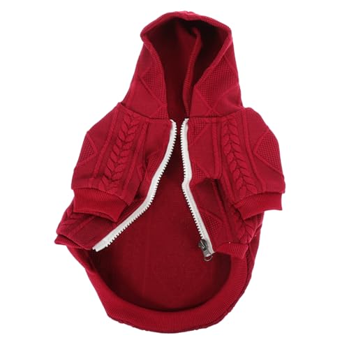 TOGEVAL Haustier-Pullover Urlaubskatzenjacke Warmer Haustierpullover roter Welpenmantel hundemantel Dog Raincoat Welpen-Hoodie Haustiere warmes Haustierkostüm Hundepullover mit Kapuze Garn von TOGEVAL