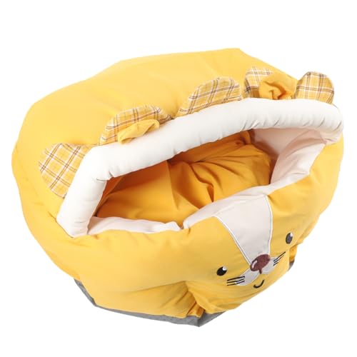 TOGEVAL Haustierbett pet Bed Dog beds katzenhöhlen Katzen bettchen katzenbettchen Kätzchen Bett warmes Katzennest hundehütte Bett Katzenheim Zuhause warmes Katzenhaus kurzer Plüsch Orange von TOGEVAL