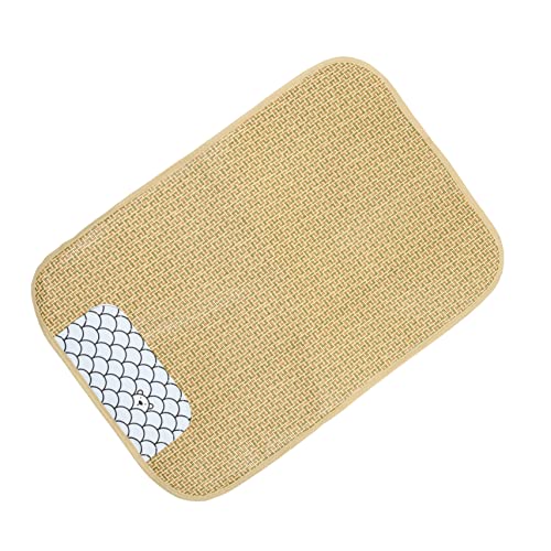 TOGEVAL Haustiermatte Pads Für Hunde Welpenbett Käfigeinlagen Für Meerschweinchen Sommer Hundepad Hundehütte Ruhematte Kühlkissen Für Welpen Hasenbettwäsche Light Brown Rattan-Matte von TOGEVAL