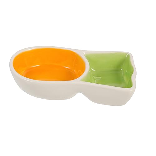 TOGEVAL Haustiernapf Eidechsenschale Katzenfutter Wassernapf für Kaninchen Kleiner Tiernapf pet Bowl keramikschüsseln Kleiner Futterautomat Futterspender für Hamster in Karottenform Orange von TOGEVAL