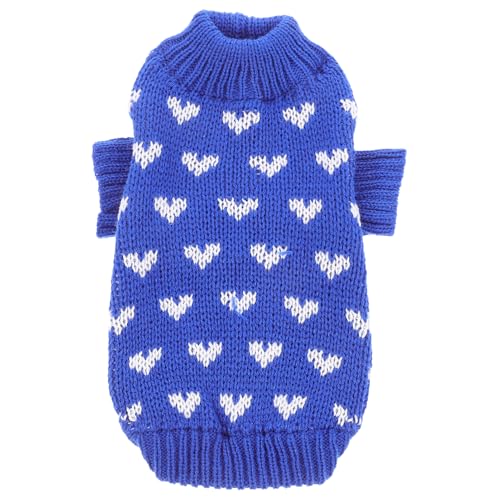 TOGEVAL Hundepullover Winterpullover Für Welpen Verschleißfeste Welpenweste Pullover Für Den Haushund Hundekostü Für Den Winter Entzückendes Hundekleid Welpen Weste Acryl Blue von TOGEVAL