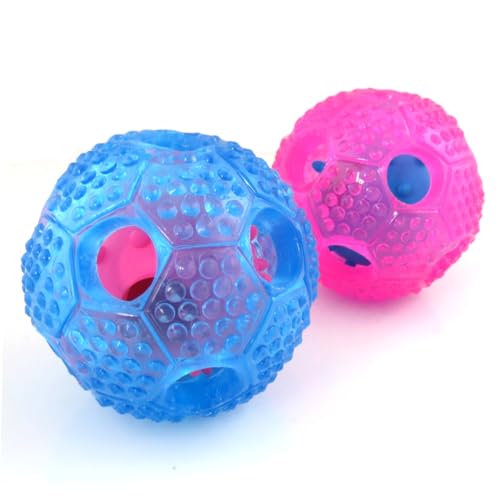 TOGEVAL Interaktiver Leckerli Ball Für Hunde Ungiftiges Gummispielzeug Zum Kauen Fördert Die Futterausgabe Ideal Für Beißspiel Und Spielspaß Rosa von TOGEVAL