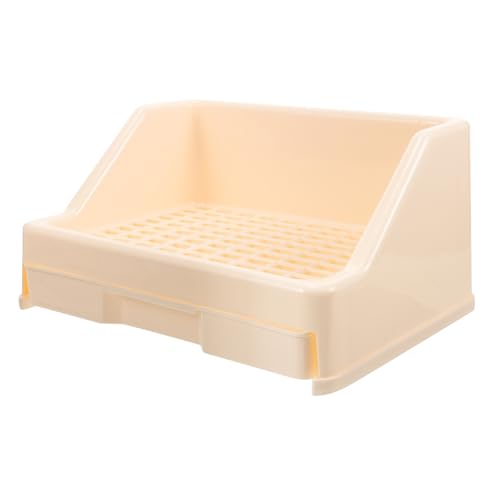 TOGEVAL Kasten Kaninchentoilette Hasenkäfig-Toilette Hasenzubehör Kleintiertoilette Käfig Liefert Hasen-katzentoilette Hamstertoilette Kaninchen Töpfchen Hasen-kotschale Beige Plastik von TOGEVAL