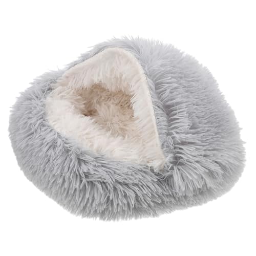 TOGEVAL Katzenbetthöhle Katzenbett Mit Abdeckung Kätzchen Schlafbett Kätzchenhöhlen-schlafbett Flauschiges Katzenbett Katzenschlafbett Mit Kapuze Beruhigendes Katzenbett Grey Pp Baumwolle von TOGEVAL