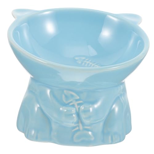 TOGEVAL Keramiknapf für Haustiere pet Water Bowl pet Bowl Hundehaufen katzennäpfe Keramik Porzellan Katzen Schüssel Katzennapf angehoben geneigter Katzennapf Erhöhter Futternapf Sky-Blue von TOGEVAL