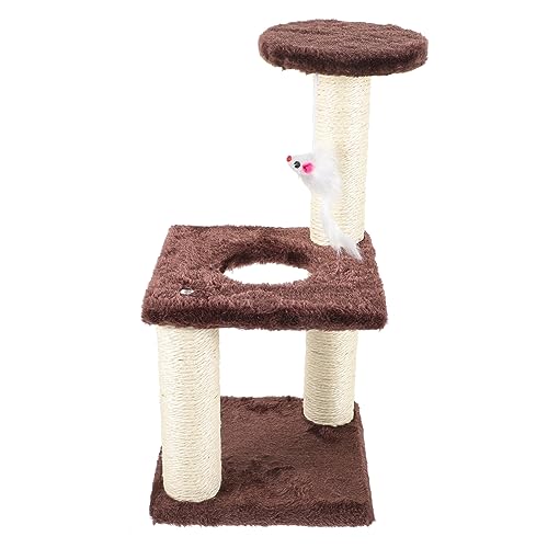 TOGEVAL Klettergerüst Für Katzen Katzenbedarf Bequemer Kätzchenkratzer Katzenkratzer Für Drinnen Kätzchen-Accessoire Kratzbaum Für Kätzchen Wiederverwendbarer Kratzbaum Coffee MDF von TOGEVAL